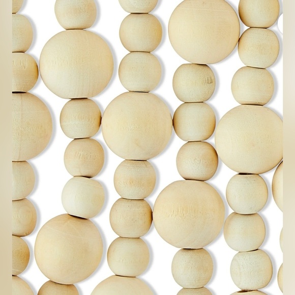 NWT Natural Brown Wooden Bead Christmas Garland with Tassel 9 feet Holiday Time - Picture 2 of 6